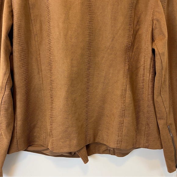 NWT Chico's Faux Suede Motorcycle Jacket Collared Brown Zip Up Size 3 16/18 - Picture 8 of 11